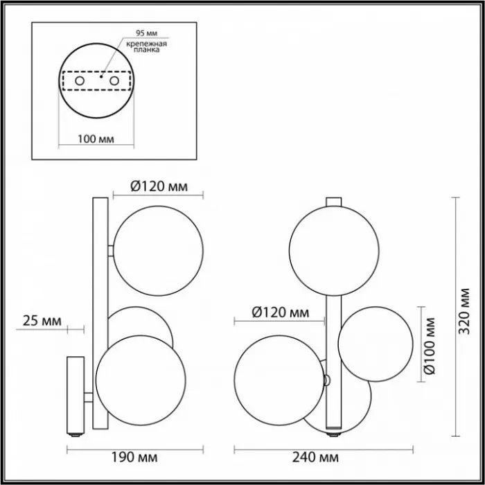 Бра Odeon Light Tovi 4818/3W Цвет плафонов прозрачный Цвет арматуры черный от ImperiumLoft