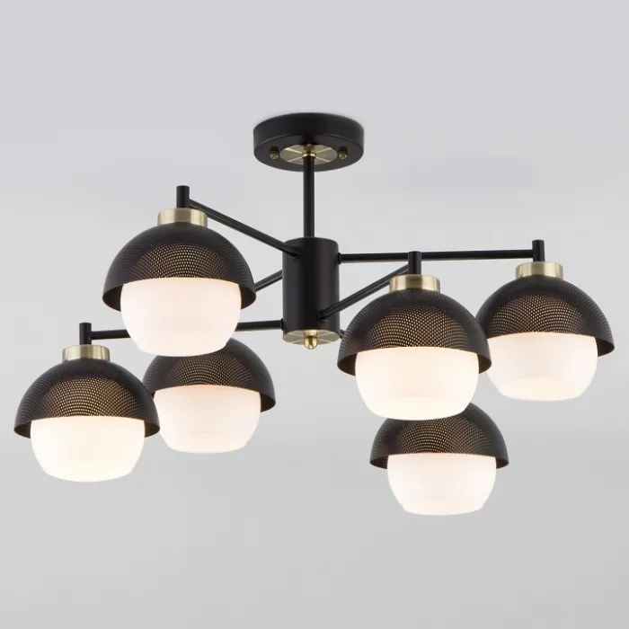 Люстра на штанге Eurosvet Nocciola 70106/6 черный Цвет плафонов черно-белый Цвет арматуры бронза от ImperiumLoft
