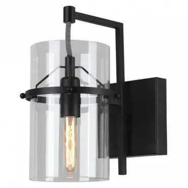 Бра Arte Lamp Piatto A8586AP-1BK Цвет арматуры черный Цвет плафонов прозрачный