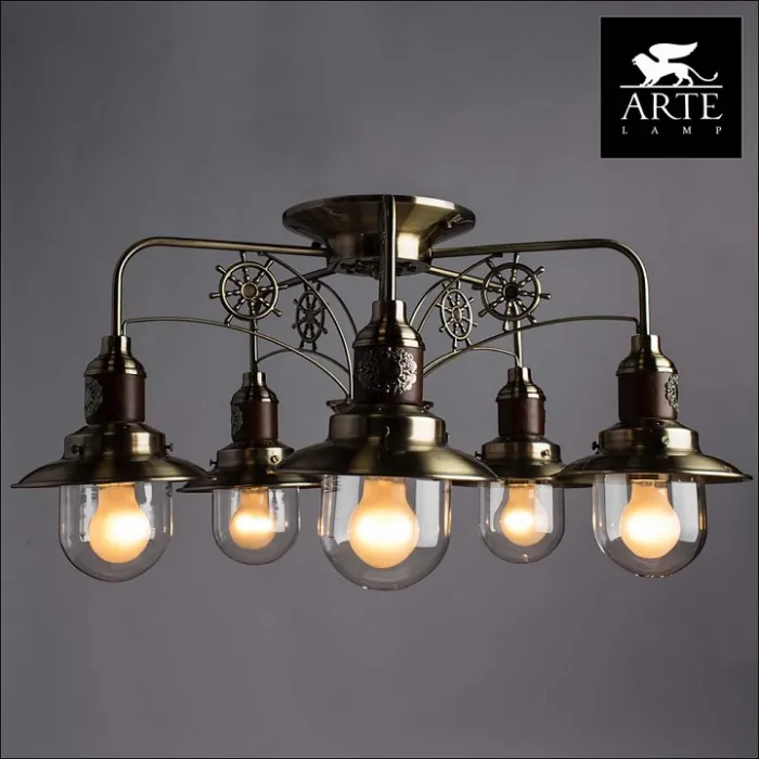Потолочная люстра Arte Lamp Sailor A4524PL-5AB Цвет арматуры бронза Цвет плафонов прозрачный от ImperiumLoft