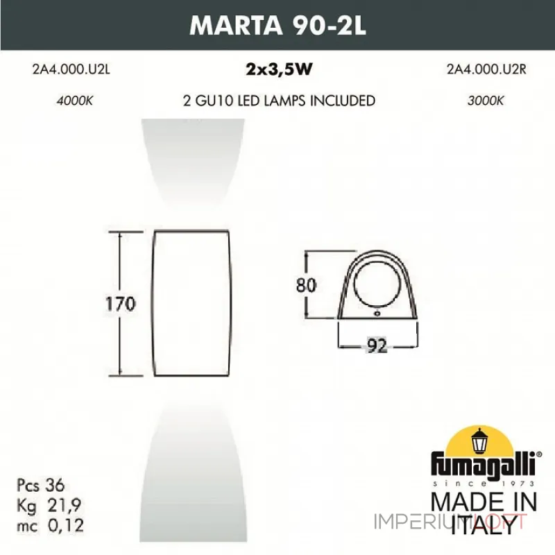 Накладной светильник Fumagalli Marta 2A4.000.000.WXF2L