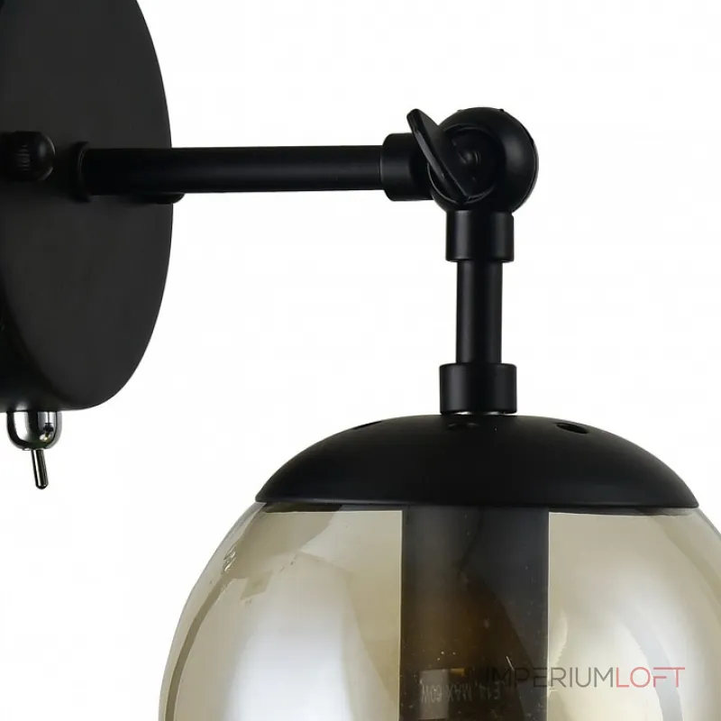Бра Arte Lamp 1664 A1664AP-1BK Цвет арматуры черный Цвет плафонов янтарный