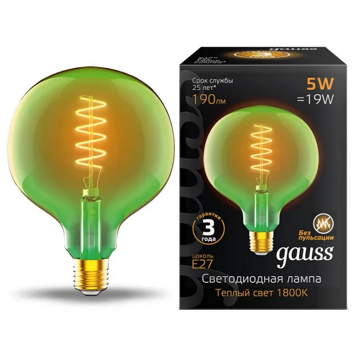 Лампа светодиодная Gauss Colored E27 5Вт 1800K 1012802105 Цвет арматуры серый Цвет плафонов серый от ImperiumLoft