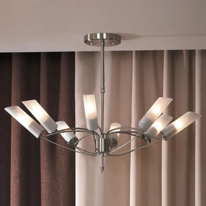 Люстра на штанге Lussole Lano LSA-2813-08 Цвет арматуры никель от ImperiumLoft