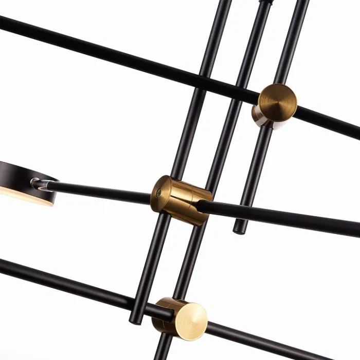 Люстра на штанге ST-Luce Rodrigo SL1604.432.06 Цвет арматуры латунь Цвет плафонов черный от ImperiumLoft
