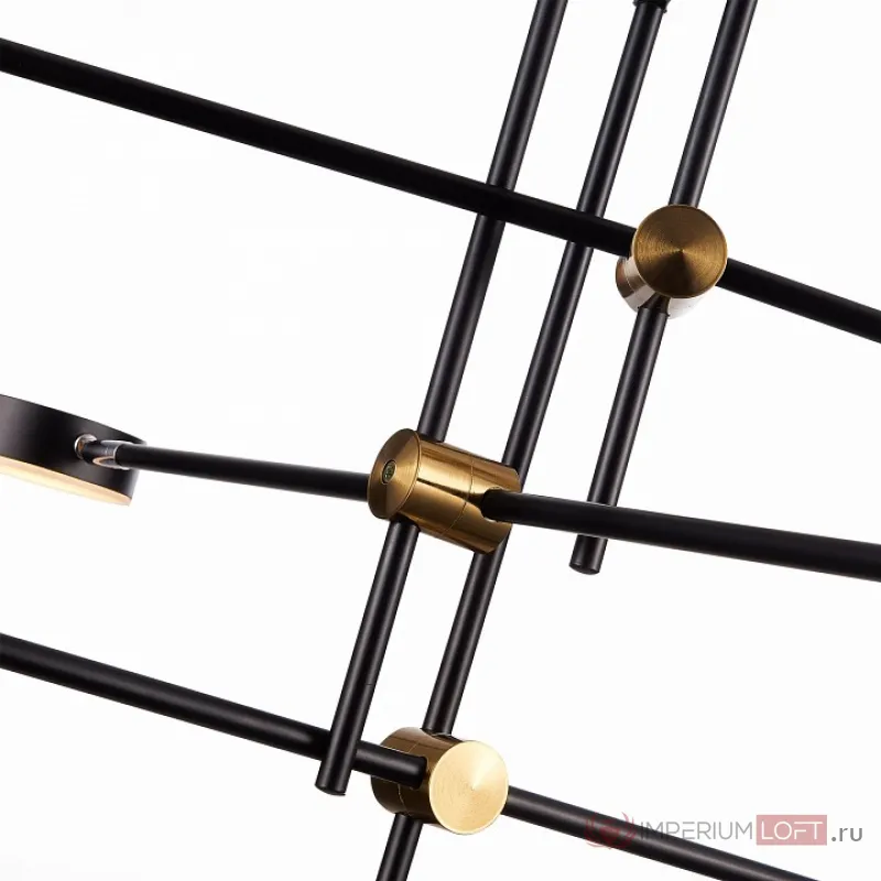 Люстра на штанге ST-Luce Rodrigo SL1604.432.06 Цвет арматуры латунь Цвет плафонов черный от ImperiumLoft