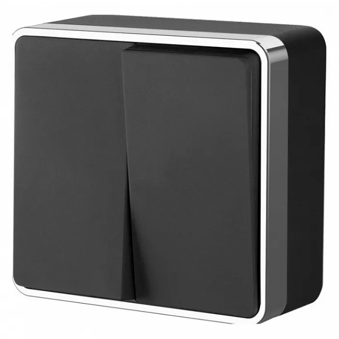 Выключатель двухклавишный Werkel Gallant (черный/хром) W5020035 Цвет арматуры хром от ImperiumLoft