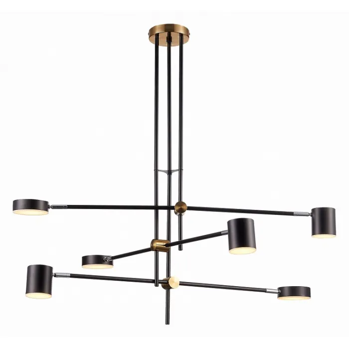 Люстра на штанге ST-Luce Rodrigo SL1604.432.06 Цвет арматуры латунь Цвет плафонов черный от ImperiumLoft