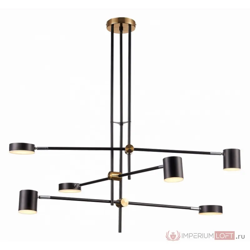 Люстра на штанге ST-Luce Rodrigo SL1604.432.06 Цвет арматуры латунь Цвет плафонов черный от ImperiumLoft