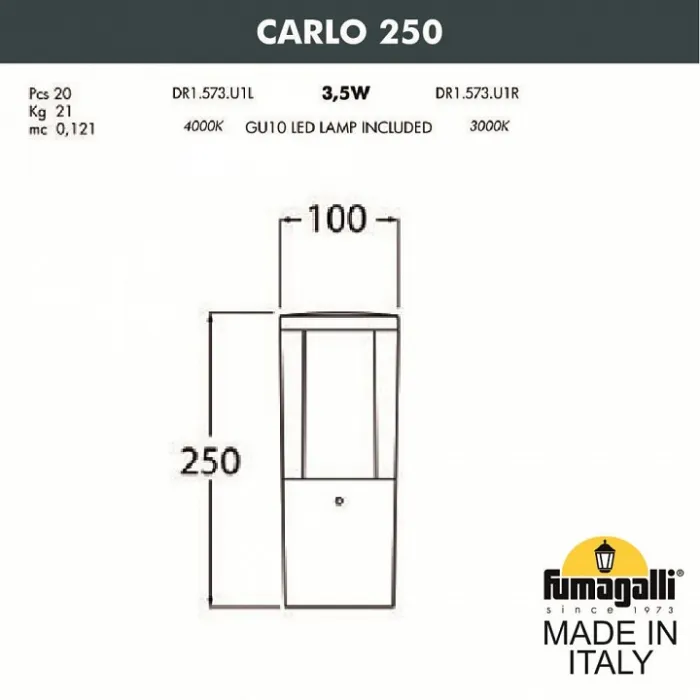 Наземный низкий светильник Fumagalli Carlo DR1.573.000.LXU1L от ImperiumLoft
