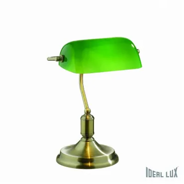Настольная лампа офисная Ideal Lux Lawyer LAWYER TL1 BRUNITO Цвет арматуры бронза Цвет плафонов зеленый
