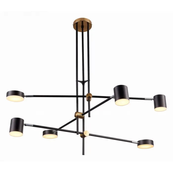 Люстра на штанге ST-Luce Rodrigo SL1604.432.06 Цвет арматуры латунь Цвет плафонов черный от ImperiumLoft