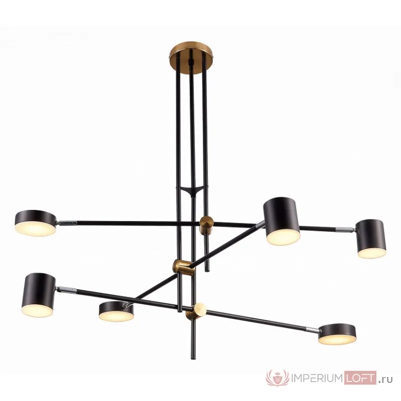 Люстра на штанге ST-Luce Rodrigo SL1604.432.06 Цвет арматуры латунь Цвет плафонов черный от ImperiumLoft