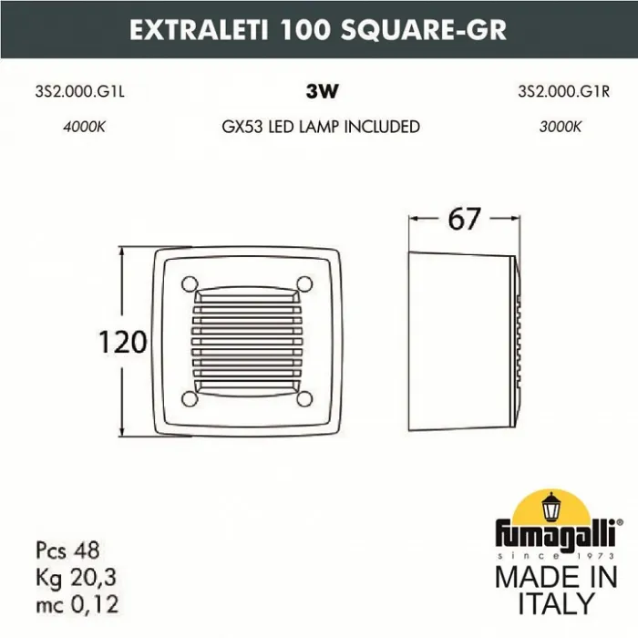 Встраиваемый светильник Fumagalli Extraleti 3S2.000.000.AYG1L от ImperiumLoft
