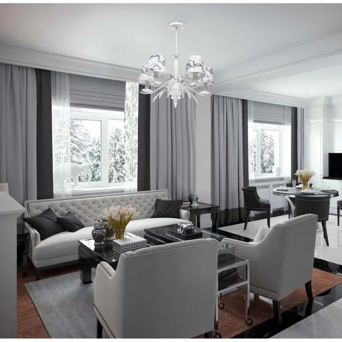 Люстра на штанге DeMarkt City Виталина 448013605 Цвет плафонов черно-белый от ImperiumLoft