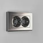 Розетка двойная с заземлением без рамки Werkel W117 4 W1172002 Цвет арматуры никель