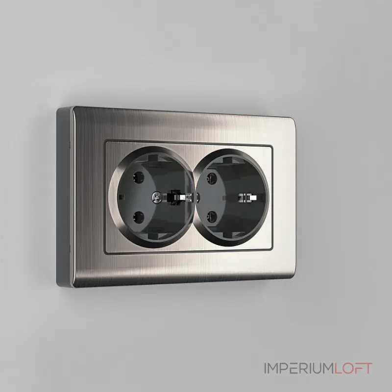 Розетка двойная с заземлением без рамки Werkel W117 4 W1172002 Цвет арматуры никель