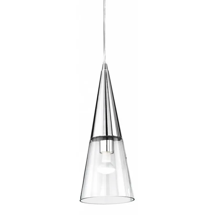 Подвесной светильник Ideal Lux Cono CONO SP1 CROMO Цвет арматуры хром Цвет плафонов прозрачный от ImperiumLoft