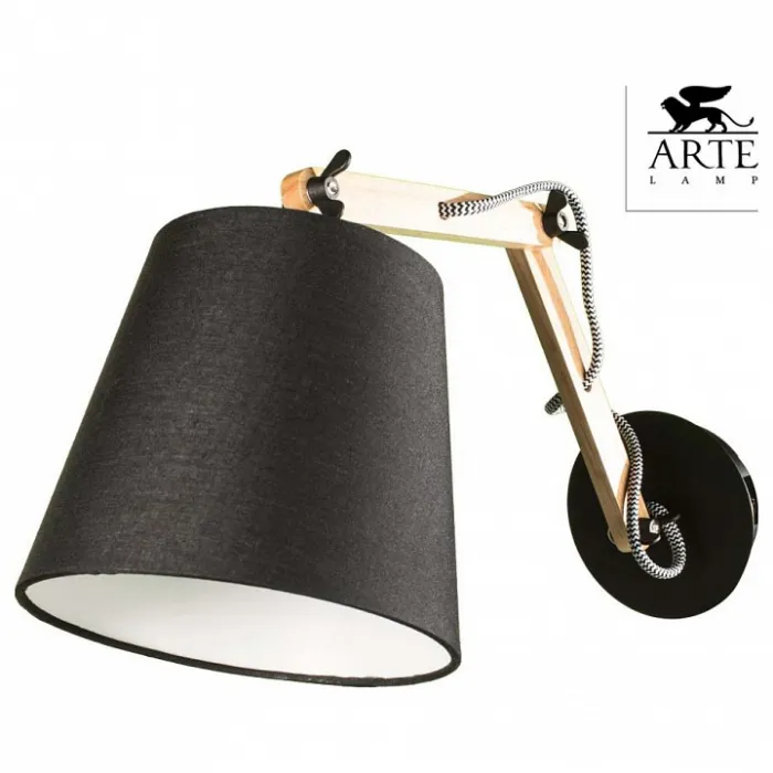 Бра Arte Lamp Pinocchio A5700AP-1BK Цвет арматуры коричневый Цвет плафонов черный от ImperiumLoft