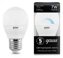 Лампа светодиодная Gauss LED Globe-dim E27 7Вт 4100K 105102207-D Цвет арматуры белый Цвет плафонов белый