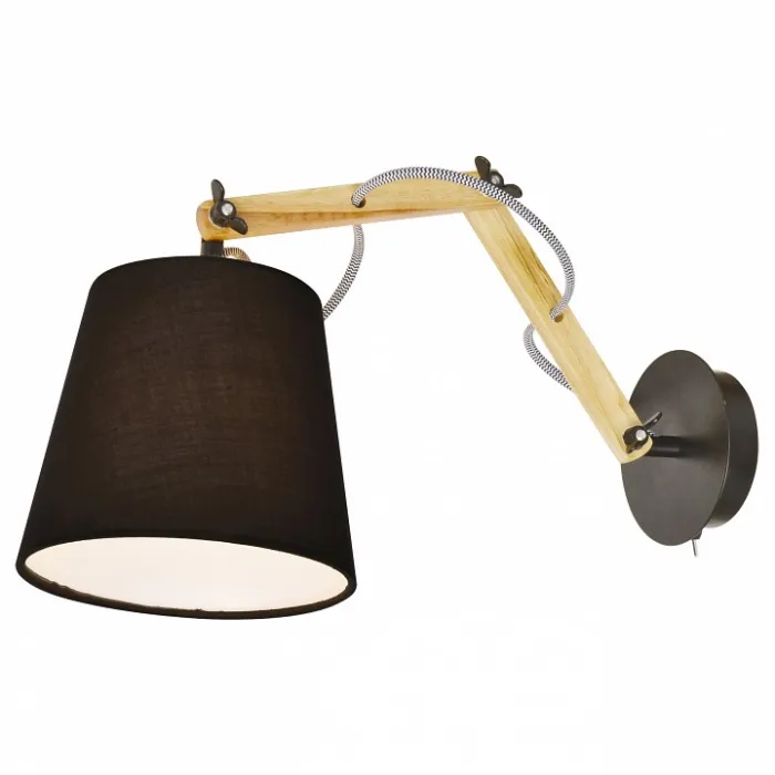 Бра Arte Lamp Pinocchio A5700AP-1BK Цвет арматуры коричневый Цвет плафонов черный от ImperiumLoft