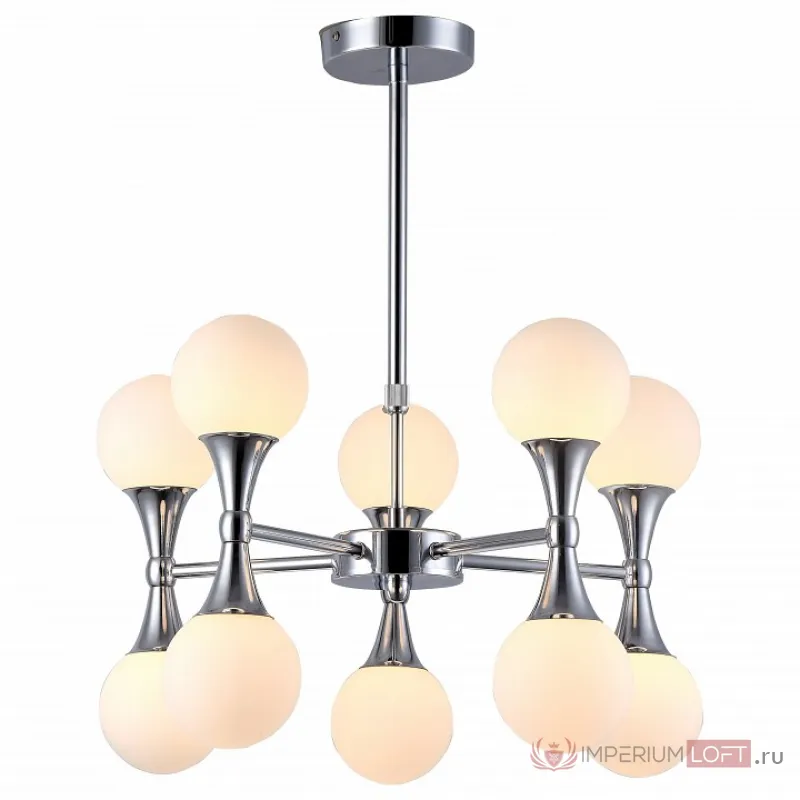 Люстра на штанге Arte Lamp 9162 A9162LM-10CC Цвет арматуры хром Цвет плафонов белый от ImperiumLoft