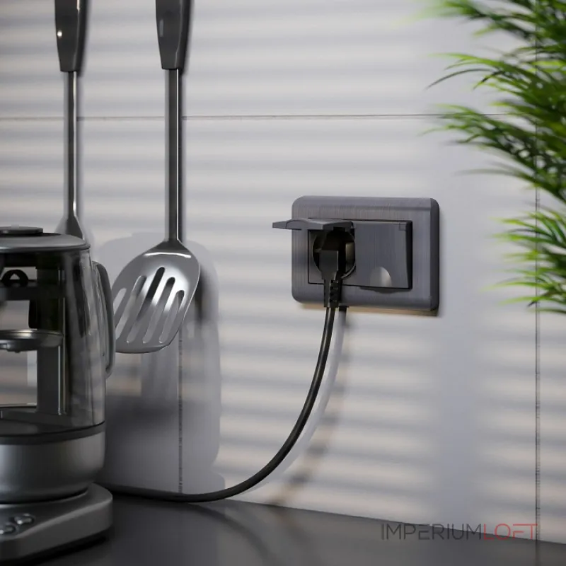 Розетка влагозащищенная с заземлением и шторками, без рамки с крышкой Werkel графит W1172204 от ImperiumLoft Розетка влагозащищенная с заземлением и шторками, без рамки с крышкой Werkel графит W1172204 от ImperiumLoft