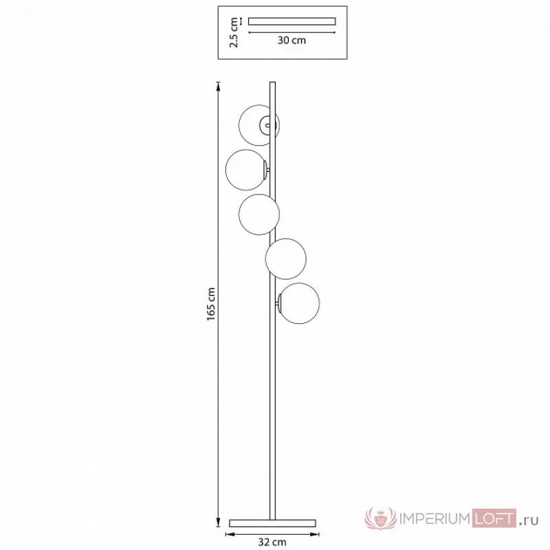 Торшер Lightstar Croco 815757 Цвет арматуры черный Цвет плафонов белый от ImperiumLoft