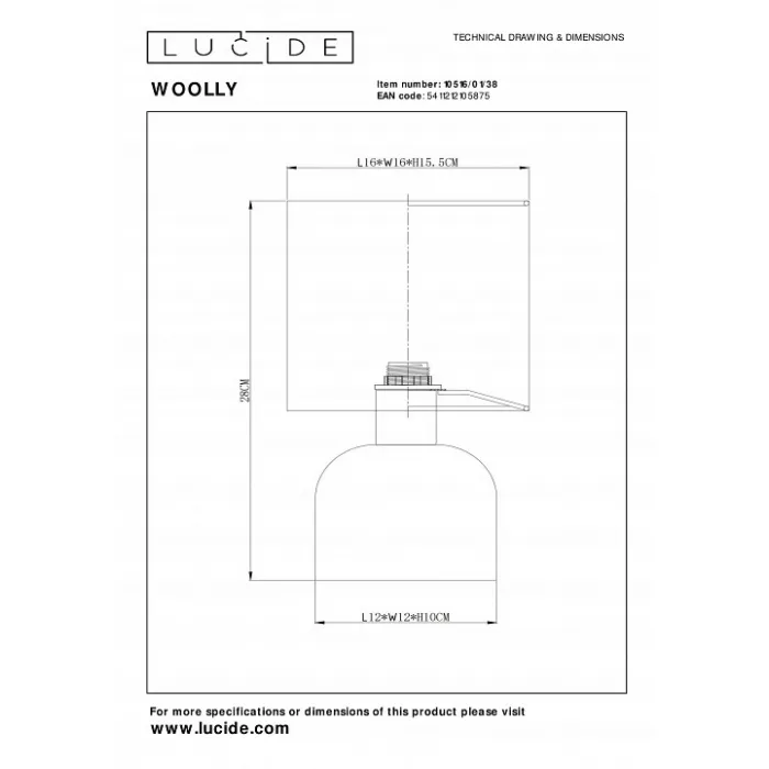 Настольная лампа декоративная Lucide Woolly 10516/01/38 от ImperiumLoft