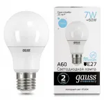Лампа светодиодная Gauss Led Elementary A60 E27 7Вт 6500K 23237A Цвет арматуры белый Цвет плафонов белый