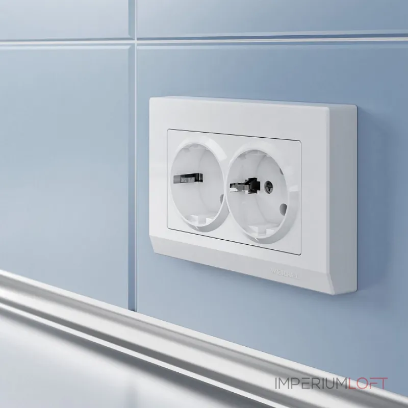 Розетка двойная с заземлением без рамки Werkel белый W1172001