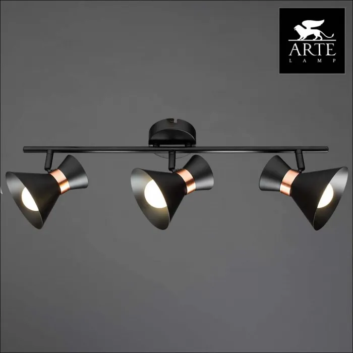 Спот Arte Lamp Baltimore A1406PL-3BK Цвет арматуры золото Цвет плафонов черный от ImperiumLoft