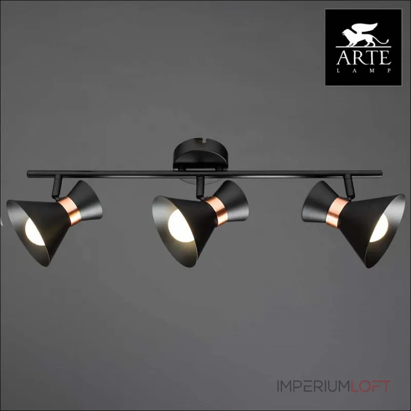 Спот Arte Lamp Baltimore A1406PL-3BK Цвет арматуры золото Цвет плафонов черный от ImperiumLoft