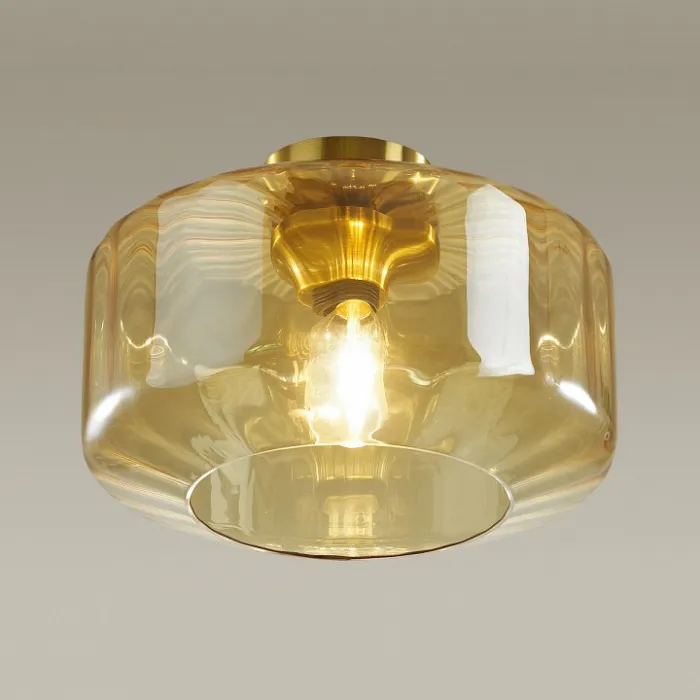 Накладной светильник Odeon Light Binga 4747/1C Цвет арматуры бронза Цвет плафонов янтарный от ImperiumLoft