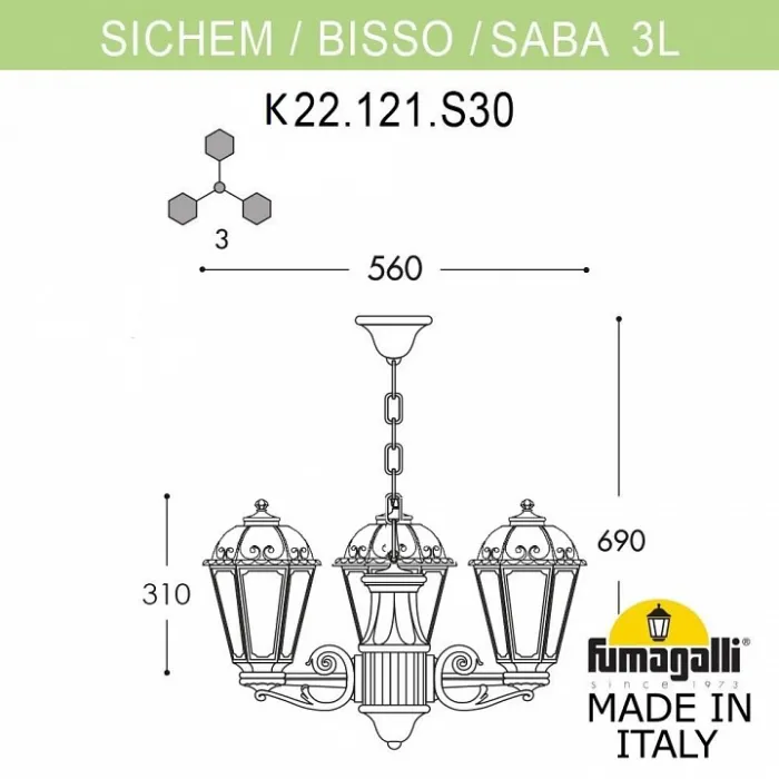 Подвесной светильник Fumagalli Sichem/Saba K22.120.S30.WXF1R от ImperiumLoft