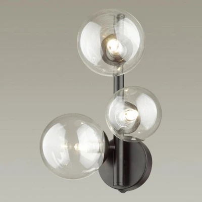 Бра Odeon Light Tovi 4818/3W Цвет плафонов прозрачный Цвет арматуры чёрный Бра Odeon Light Tovi 4818/3W Цвет плафонов прозрачный Цвет арматуры чёрный