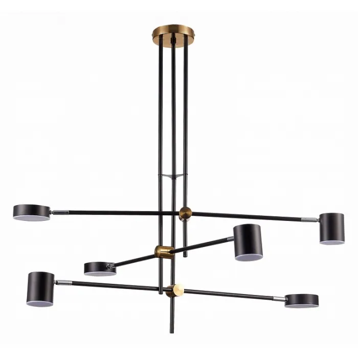 Люстра на штанге ST-Luce Rodrigo SL1604.432.06 Цвет арматуры латунь Цвет плафонов черный от ImperiumLoft