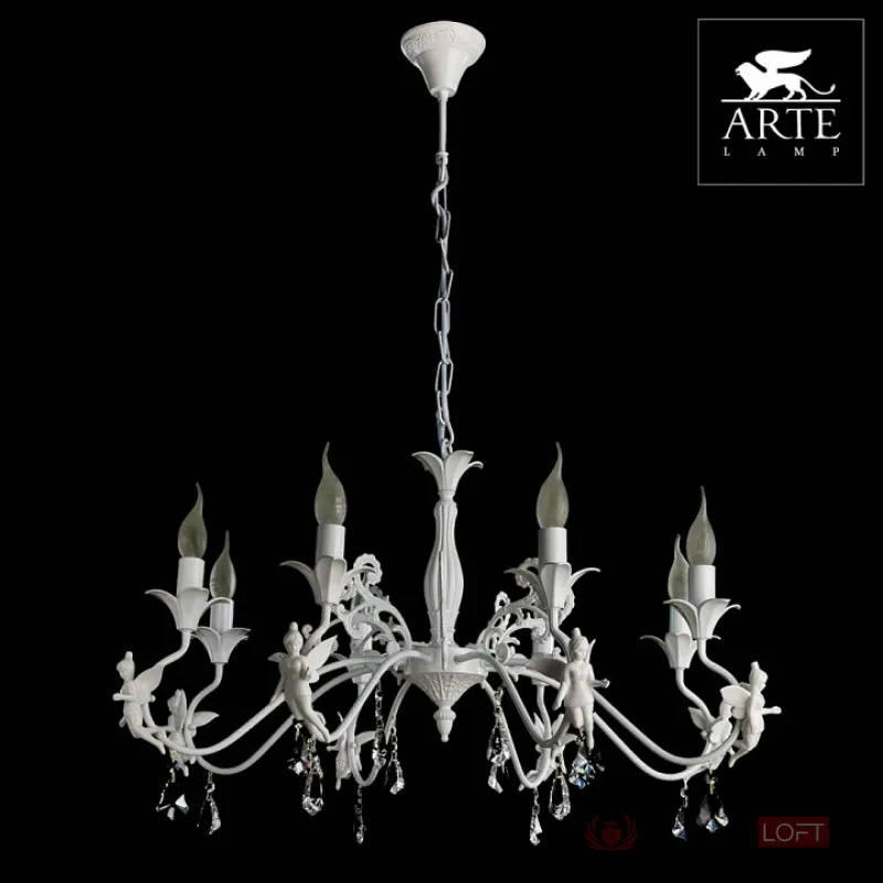 Подвесная люстра Arte Lamp Angelina A5349LM-8WH Цвет арматуры белый Цвет плафонов прозрачный от ImperiumLoft