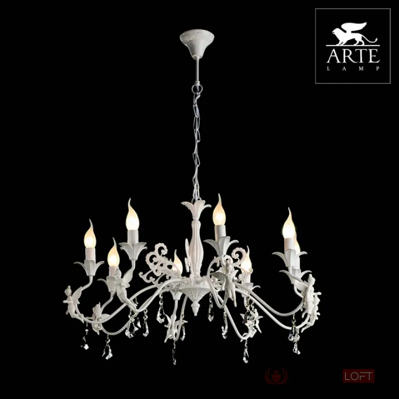 Подвесная люстра Arte Lamp Angelina A5349LM-8WH Цвет арматуры белый Цвет плафонов прозрачный от ImperiumLoft