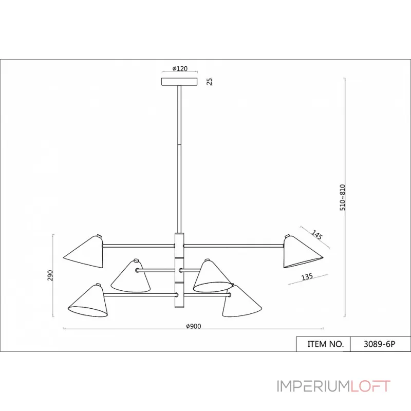 Люстра на штанге F-promo Trikoniya 3089-6P Люстра на штанге F-promo Trikoniya 3089-6P