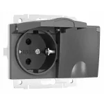 Розетка влагозащищенная с заземлением и шторками, без рамки с крышкой Werkel графит W1172204 от ImperiumLoft