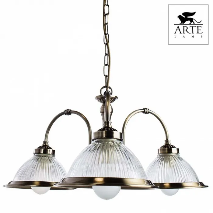 Подвесная люстра Arte Lamp American Diner A9366LM-3AB Цвет арматуры бронза Цвет плафонов прозрачный от ImperiumLoft