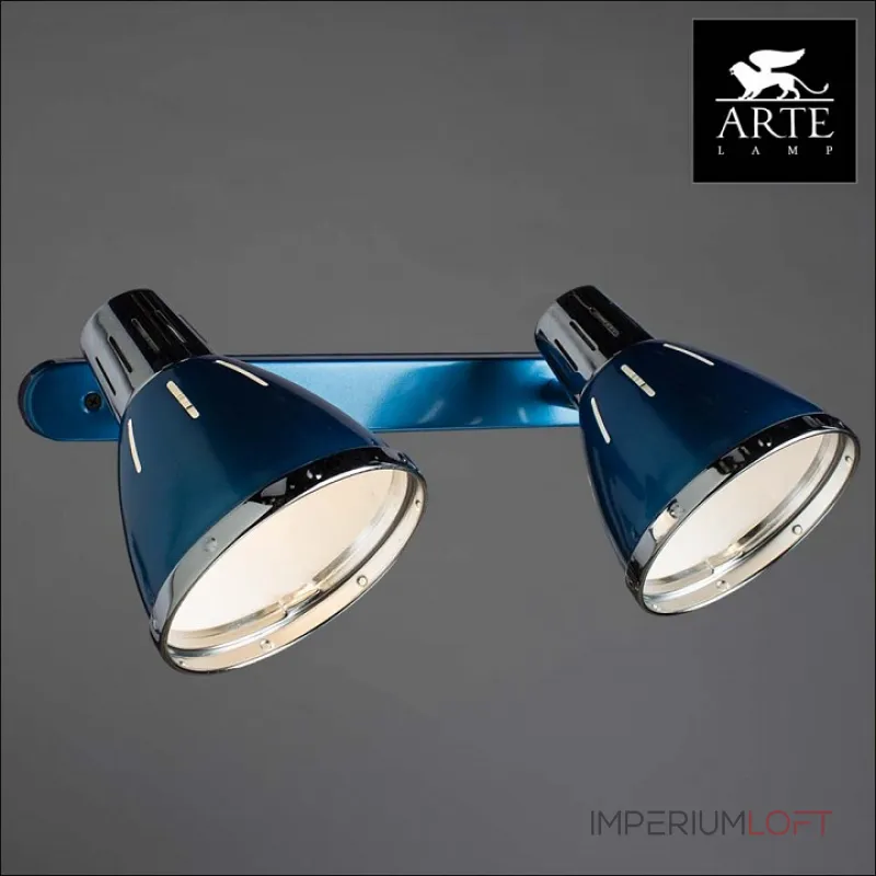 Спот Arte Lamp Marted A2215AP-2BL Цвет арматуры хром Цвет плафонов синий Спот Arte Lamp Marted A2215AP-2BL Цвет арматуры хром Цвет плафонов синий