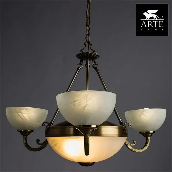 Подвесная люстра Arte Lamp Windsor A3777LM-3-2AB Цвет арматуры бронза Цвет плафонов белый от ImperiumLoft