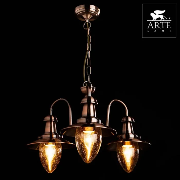 Подвесная люстра Arte Lamp Fisherman A5518LM-3RB Цвет арматуры бронза Цвет плафонов прозрачный от ImperiumLoft