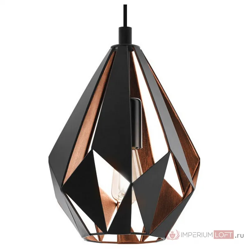 Подвесной светильник Eglo Carlton 1 49997 Цвет плафонов медь Цвет арматуры черный от ImperiumLoft