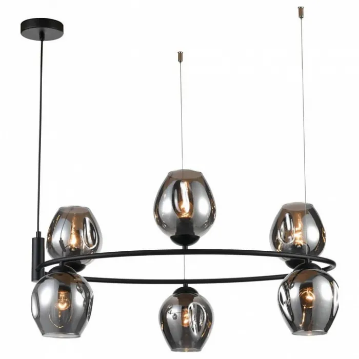 Подвесной светильник Vele Luce Astoria 742 VL5002P06 Цвет арматуры черный Цвет плафонов серый от ImperiumLoft