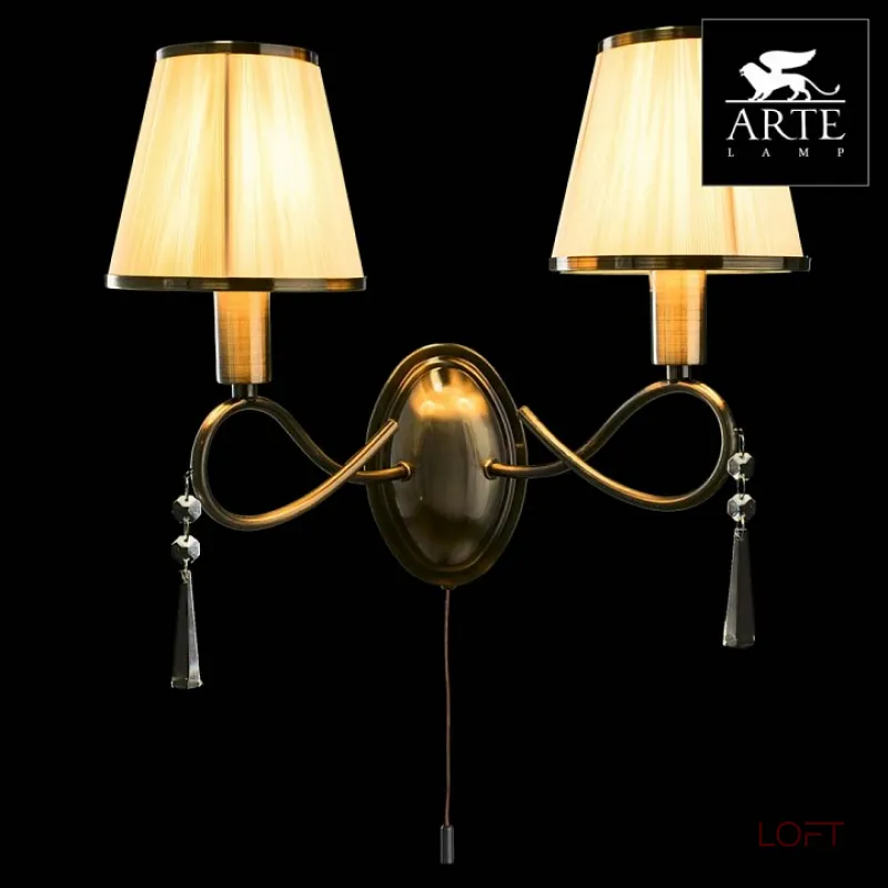 Бра Arte Lamp Logico A1035AP-2AB Цвет арматуры бронза Цвет плафонов белый