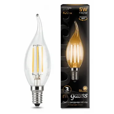 Лампа светодиодная Gauss LED Filament E14 5Вт 2700K 104801105 Цвет арматуры белый Цвет плафонов белый