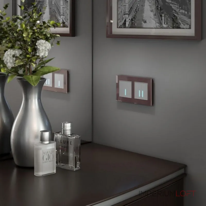 Выключатель сенсорый двухклавишный с подсветкой и функцией Wi-Fi, без рамки Werkel Серебряный W4520606 от ImperiumLoft Выключатель сенсорый двухклавишный с подсветкой и функцией Wi-Fi, без рамки Werkel Серебряный W4520606 от ImperiumLoft